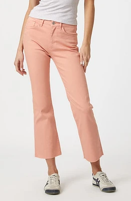 Mavi Jeans Anika High Waist Raw Hem Crop Flare Light Salmon Flex Blue at Nordstrom, X 27