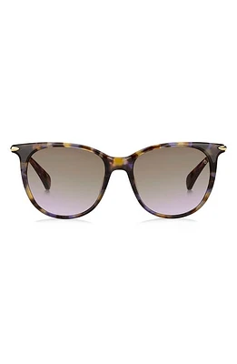 rag & bone 53mm Gradient Cat Eye Sunglasses in Brown/Violet Havana/Violet at Nordstrom