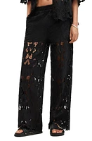 AllSaints Charli Embroidered Wide Leg Pants Black at Nordstrom, Us