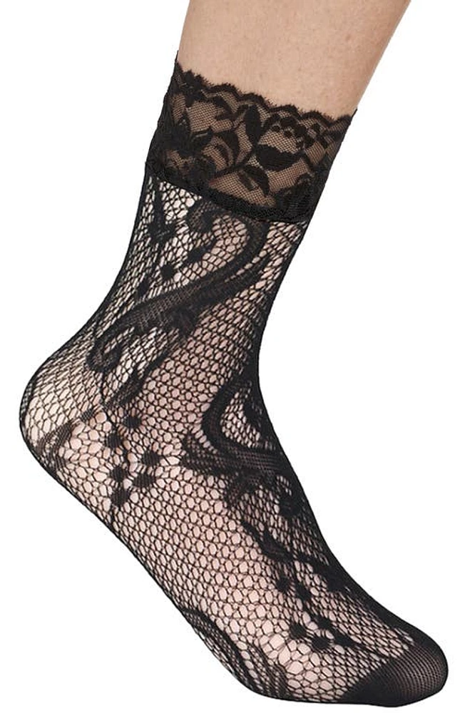 Stems Dynasty Fleur de Lis Fishnet Quarter Socks in Black at Nordstrom