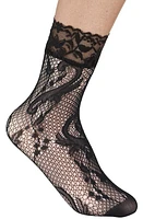 Stems Dynasty Fleur de Lis Fishnet Quarter Socks in Black at Nordstrom