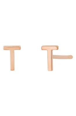 BYCHARI Initial Stud Earrings in 14K Rose Gold-T at Nordstrom