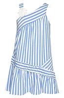 Hannah Banana Kids' Asymmetric Stripe Party Dress Blue/White at Nordstrom,