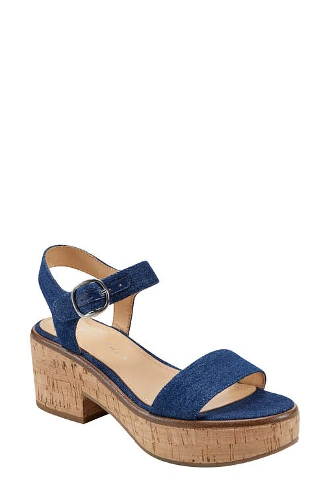 Marc Fisher LTD Quessa Platform Sandal in Dark Blue at Nordstrom, Size 9