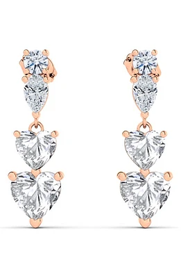 HauteCarat Lab Created Diamond Heart Drop Earrings in 18K Rose Gold at Nordstrom