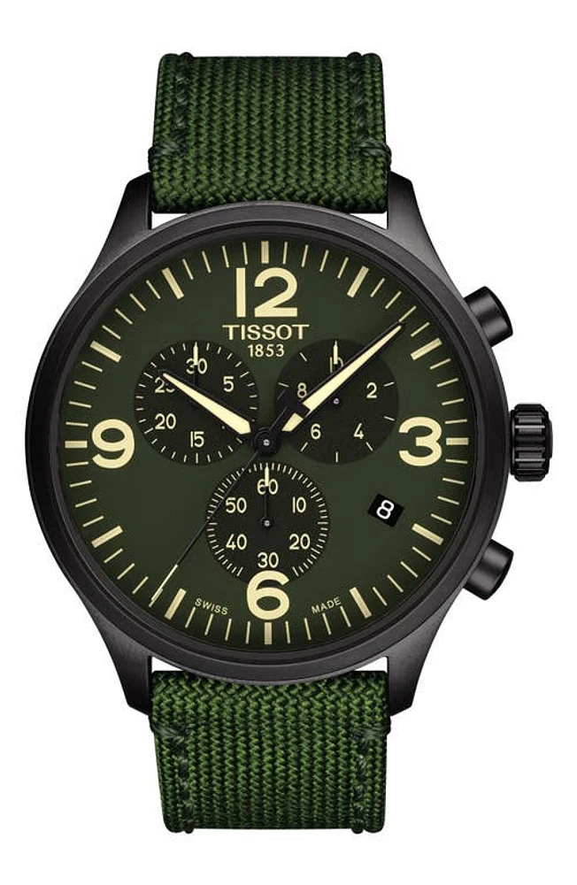 Tissot T-Sport XL Chonograph Nylon Strap Watch, 45mm in Green/Black at Nordstrom