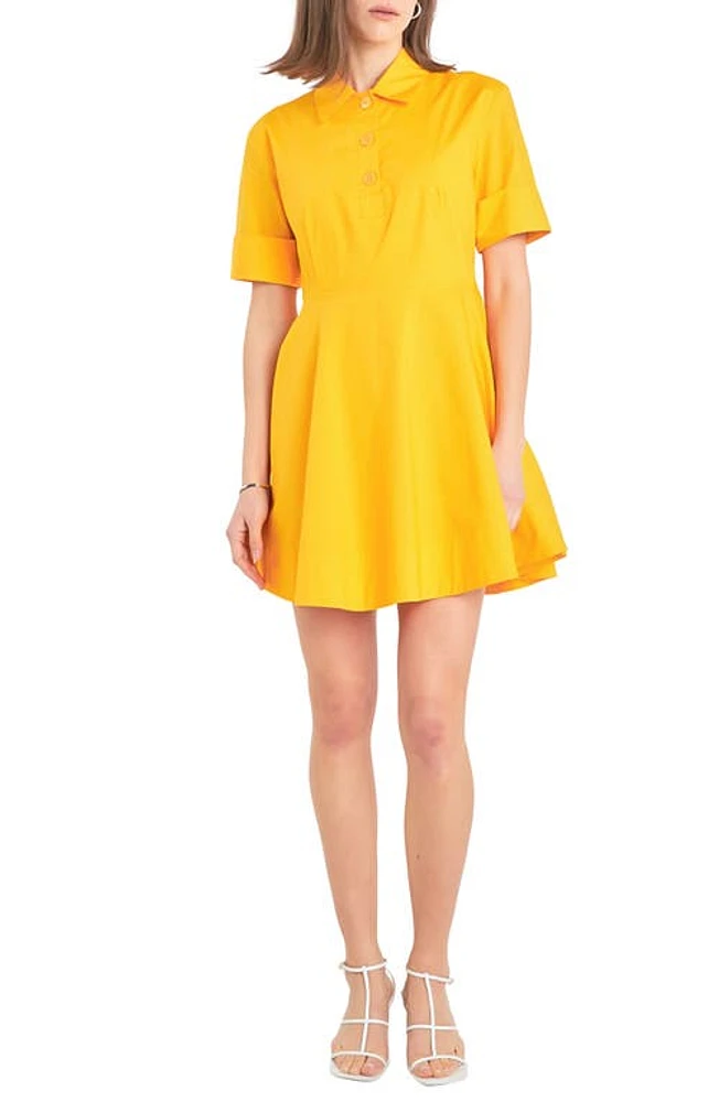 English Factory Short Sleeve Cotton Shirtdress Orange at Nordstrom,