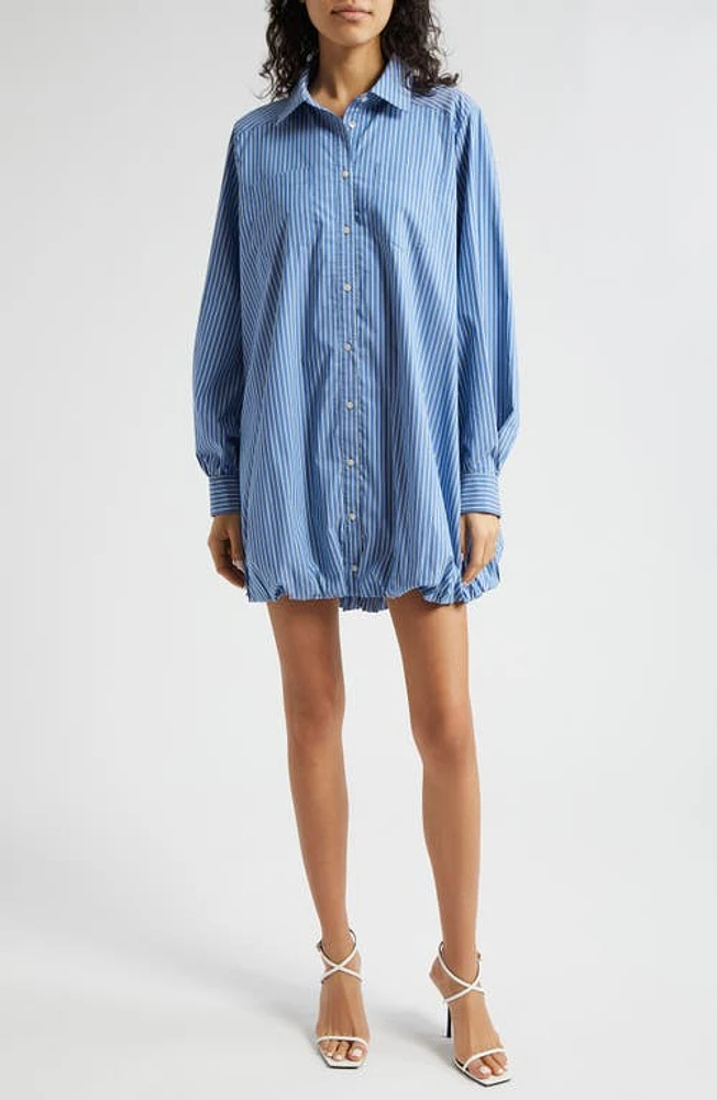 Cinq à Sept Sutton Stripe Balloon Hem Long Sleeve Shirtdress Oxford Blue/Chamomile at Nordstrom,