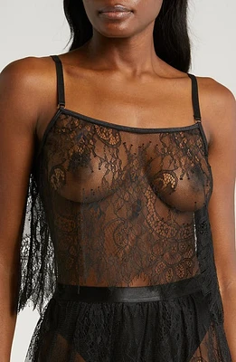 KILO BRAVA Eyelash Lace Crop Camisole Black at Nordstrom,