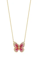 Bony Levy El Mar Sapphire, Ruby & Diamond Butterfly Pendant Necklace in Yellow Gold/Diamond at Nordstrom, Size 18