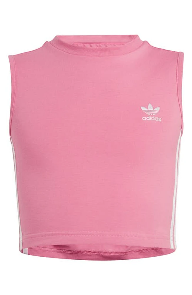 adidas Kids' 3-Stripes Crop Tank Rose Tone at