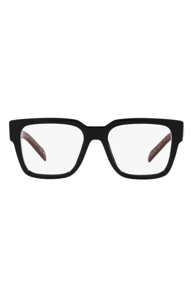 Prada 52mm Square Optical Glasses in Black Red Marble at Nordstrom