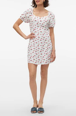 VERO MODA Hart Floral Print Minidress Snow White Aopmella at Nordstrom,