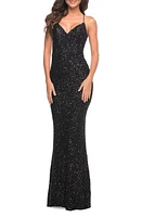 La Femme Stretch Sequin Sleeveless Gown at Nordstrom,