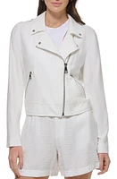 DKNY Crinkle Moto Jacket White at Nordstrom,