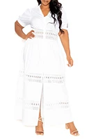 BUXOM COUTURE Eyelet Embroidered Puff Sleeve Maxi Dress at Nordstrom, X