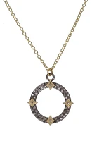 Armenta Old World Champagne Diamond Open Pavé Circle Necklace in Silver at Nordstrom, Size 16