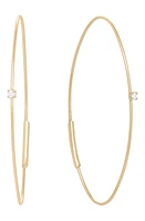 Lana Small Wire Diamond Oval Hoop Threader Earrings in Yg at Nordstrom