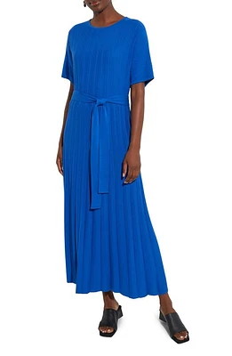 Misook Rib Tie Waist Knit Maxi Dress Lyons Blue at Nordstrom,