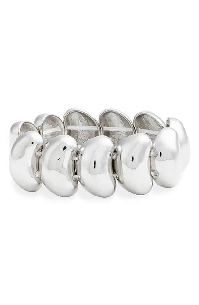 Open Edit Puffed Link Stretch Bracelet in Rhodium at Nordstrom