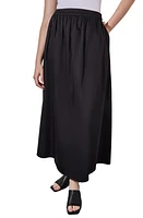 Ming Wang Gathered Cotton Blend Maxi Skirt Black at Nordstrom,