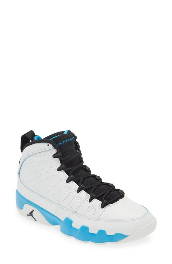 Air Jordan 9 Retro 'Powder Blue' High Top Sneaker Summit White/Black/Dark Blue at Nordstrom,