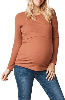 Angel Maternity Long Sleeve Maternity/Nursing Top in Rust at Nordstrom, Size X-Small