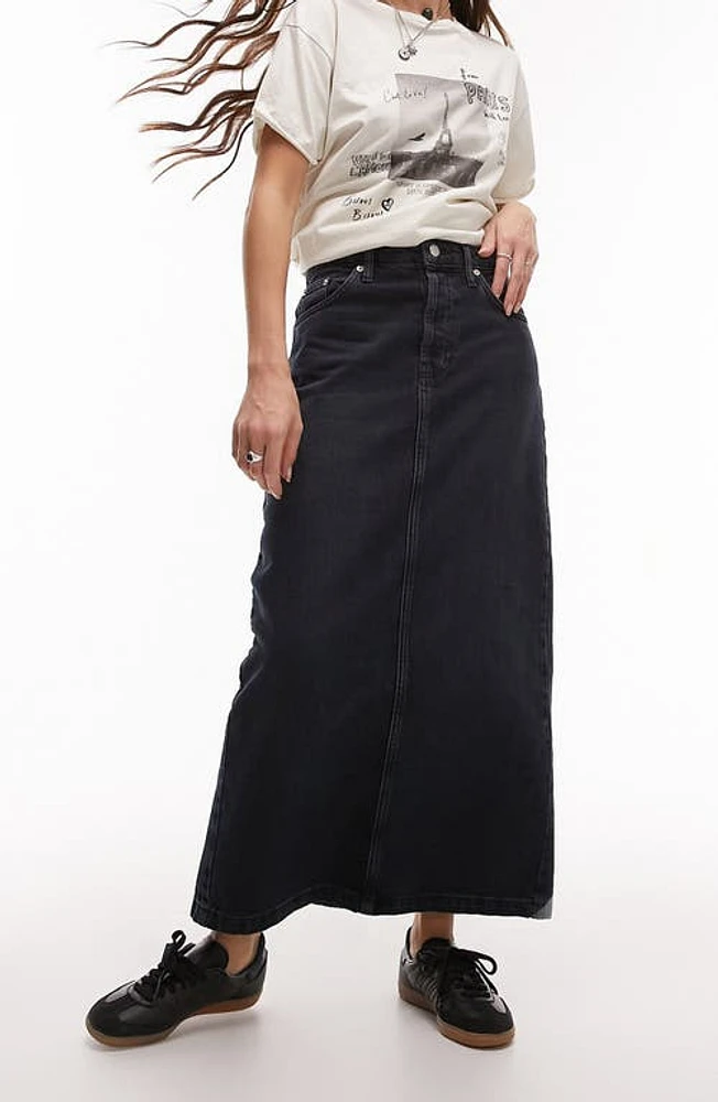 Topshop Denim Midi Skirt Navy at Nordstrom, Us