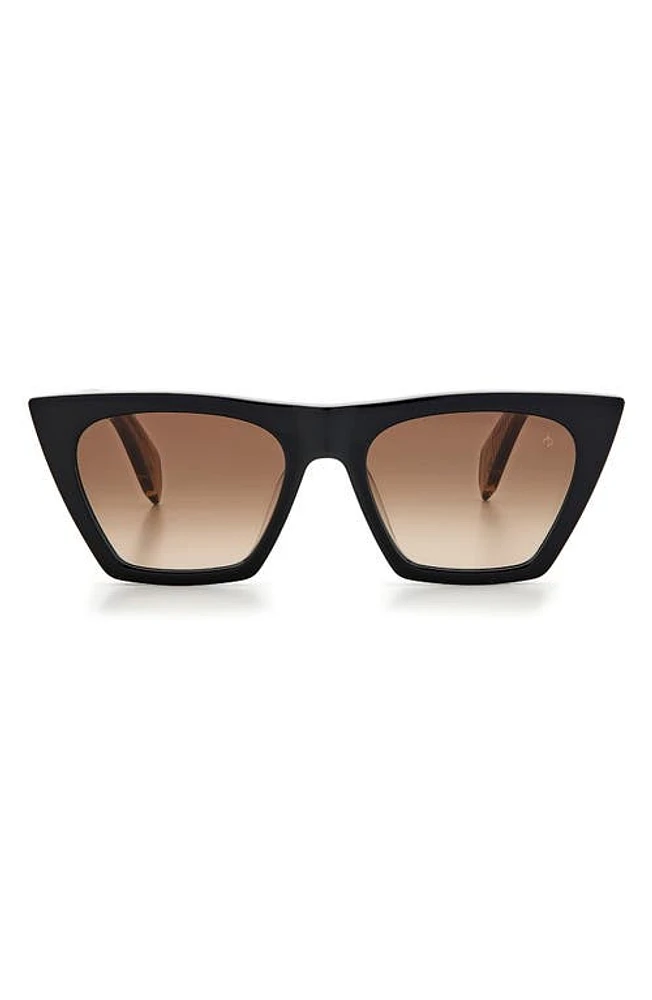 rag & bone 51mm Cat Eye Sunglasses in Black Beige/Brown Gradient at Nordstrom