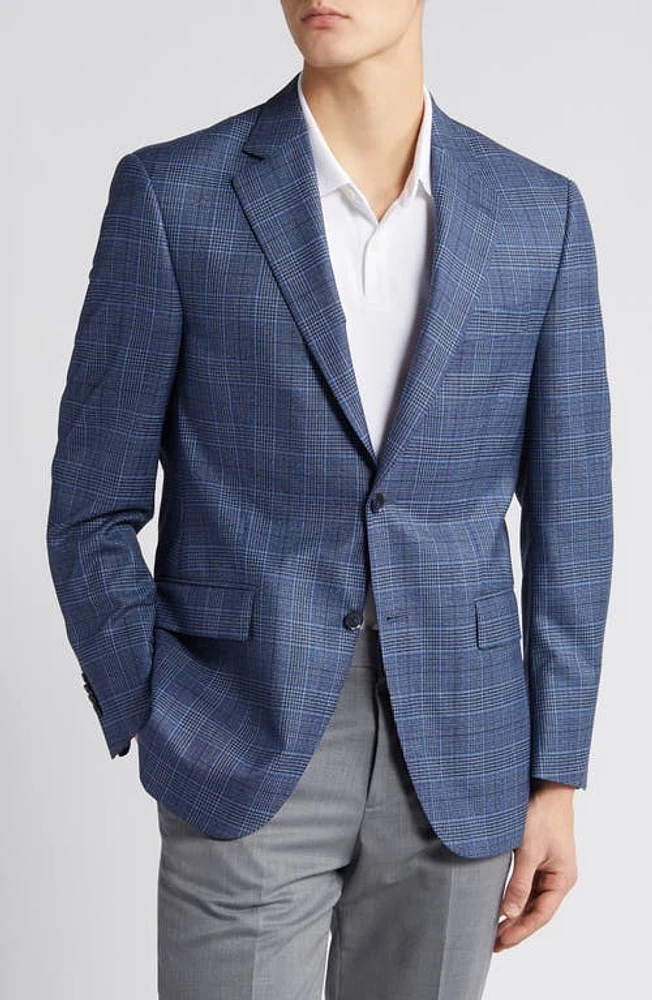 Peter Millar Tailored Fit Plaid Wool Sport Coat Blue at Nordstrom,