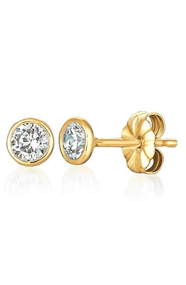 Crislu Cubic Zirconia Bezel Stud Earrings in Gold at Nordstrom