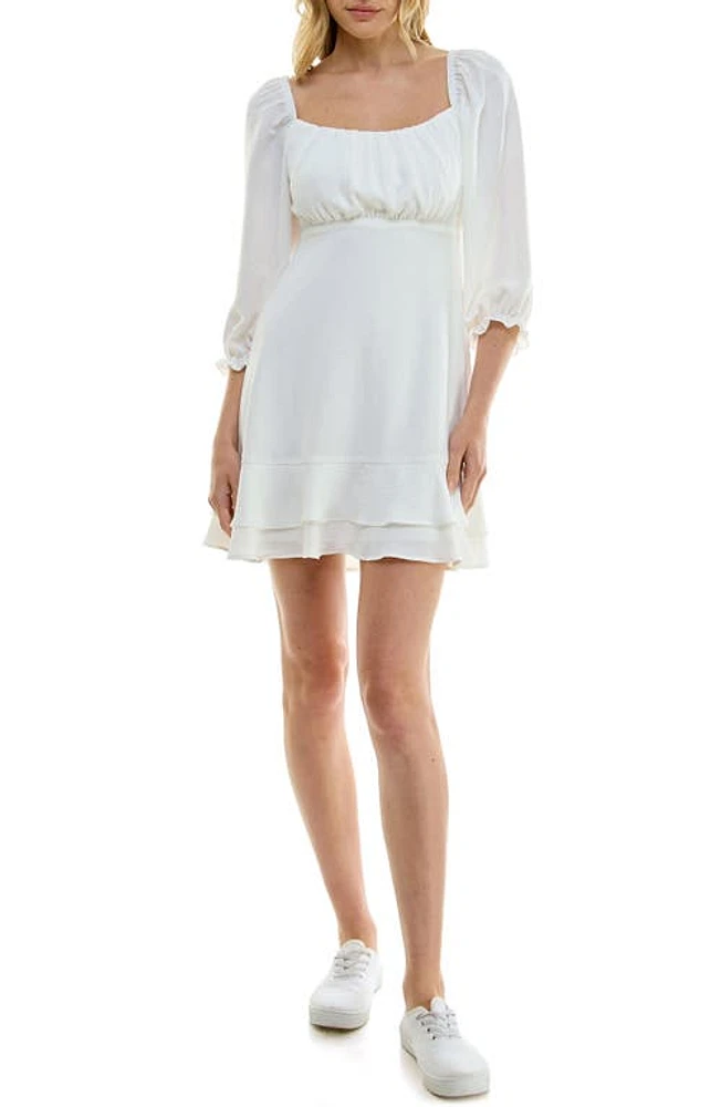 Speechless Ruffle Square Neck Minidress White Jm at Nordstrom,