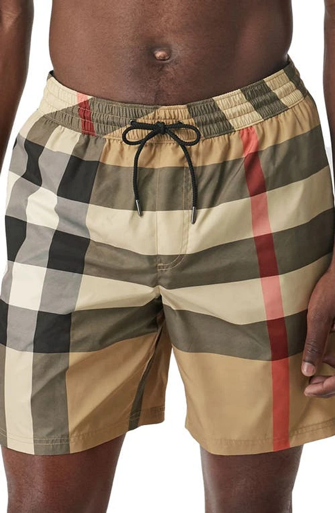 burberry Guildes Check Swim Trunks in Archive Beige Ip Chk at Nordstrom, Size Small