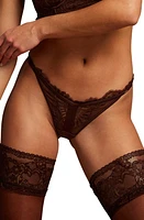 Hunkemöller Indigo Lace & Mesh Thong Chicory Coffee at Nordstrom,