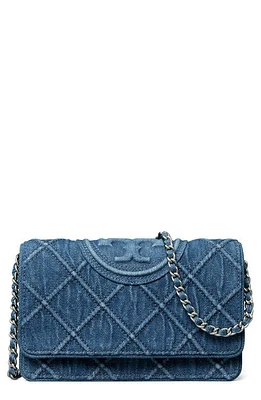 Tory Burch Fleming Soft Denim Wallet on a Chain at Nordstrom