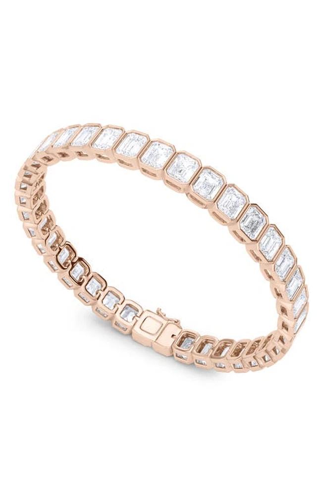 HauteCarat Emerald Cut Lab Created Diamond Tennis Bracelet in 18K Rose Gold at Nordstrom