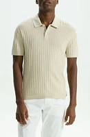 Theory Cable Short Sleeve Cotton Blend Polo Sweater at Nordstrom,