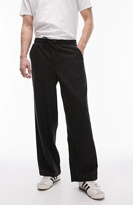 Topman Pinstripe Wide Leg Drawstring Pants at Nordstrom