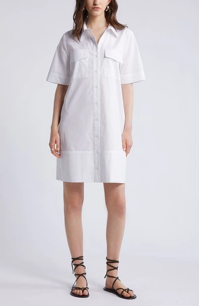 Nordstrom Poplin A-Line Shirtdress White at Nordstrom,