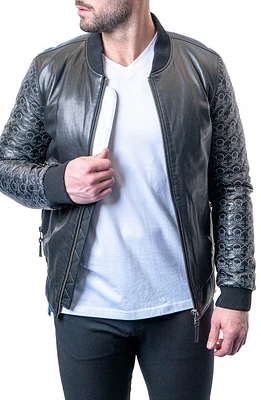 Maceoo Skull Sleeve Leather Jacket Black at Nordstrom,