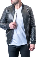 Maceoo Skull Sleeve Leather Jacket Black at Nordstrom,