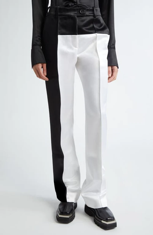 Peter Do Satin Straight Leg Pants Black/White at Nordstrom,