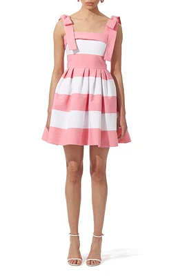 Carolina Herrera Stripe Bow Strap Sundress Shell Pink Multi at Nordstrom,