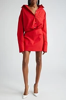 Interior The Tutto Long Sleeve Poplin Mini Shirtdress Red at Nordstrom,