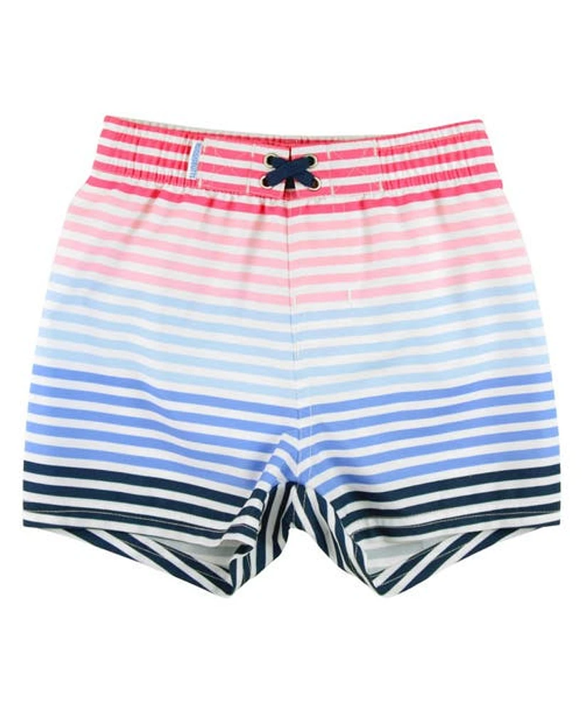 RuggedButts Baby Boys UPF50+ Swim Trunks in Ocean Horizon at Nordstrom