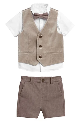 NEXT Kids' Button-Up Shirt, Vest, Bow Tie & Shorts Set Natural at Nordstrom, Y