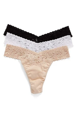 Hanky Panky Original Rise Thong in Black/White/Chai at Nordstrom