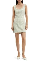 MANGO Metallic Sleeveless Tweed Minidress in Pastel Green at Nordstrom, Size 10