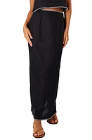 Petal & Pup Odette Linen Midi Skirt Black at Nordstrom,