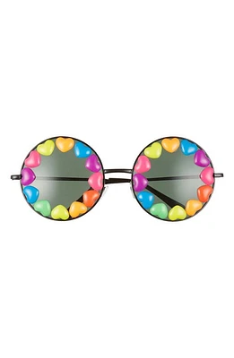 Rad + Refined Rainbow Heart Round Sunglasses in Black/Black Lens at Nordstrom